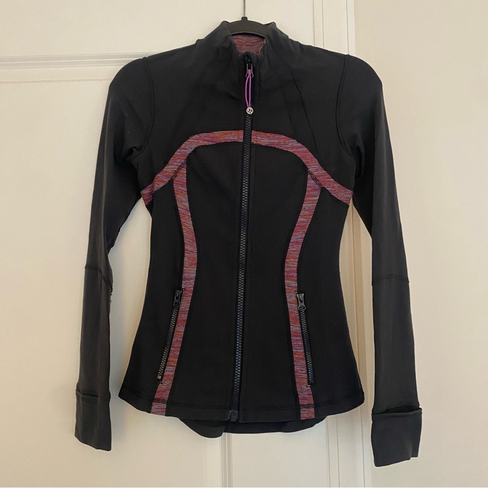 Dark gray Lululemon jacket with colored trim